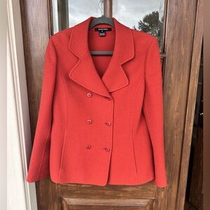 Beautiful classic ELLEN TRACY double-breasted wool orange blazer large